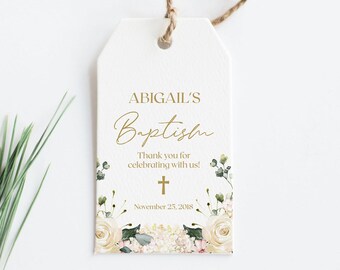 Printable Baptism Favor Tags, First Communion Tags, Floral Baptism Tags, Thank You Favor Tags, Christening Tags, Personalized Tags, 7000