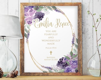 Personalized Baptism Gift, Baptism Gift for Girl, Baby Girl Baptism Printable, Baptism Prayer Baptism Decoration Girl Child Dedication, 1142
