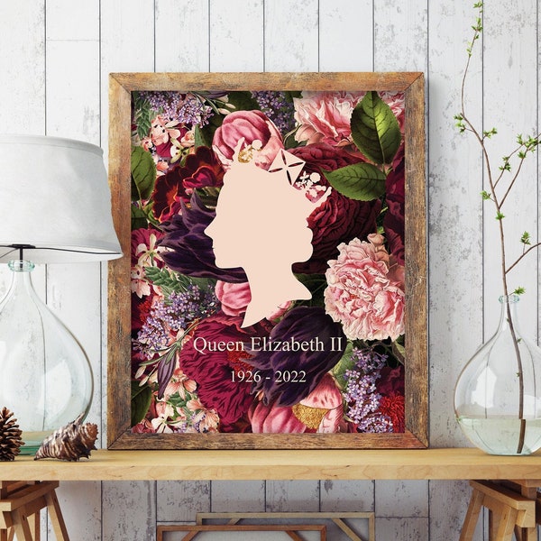 Queen Elizabeth II Print, Queen Elizabeth II portrait, Queen Elizabeth Wall art, Queen Elizabeth Art Poster, In Memory of Queen, BD7010