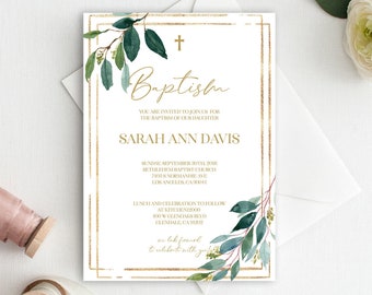 Greenery Baptism Invite, Floral Baptism Invitation Template, Baptism Invitation girl, Baptism Invitation, Baptism Invitation Template, 0161