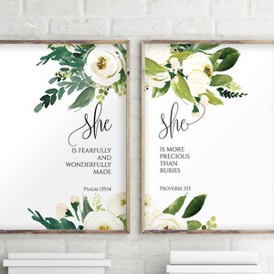 Conjunto de 2 láminas, Regalos para ahijada para bautizo, Lámina artística con versículo bíblico para habitación infantil, Regalo de bautizo para ahijada, Letreros decorativos cristianos para pared, 1115