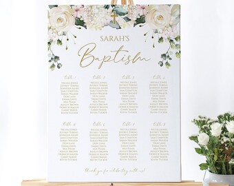 Printable Baptism, Seating Chart Template, DIY Seating Chart, Editable Seating Chart, Table Seating Sign, Girl Baptism, Communion, 7000
