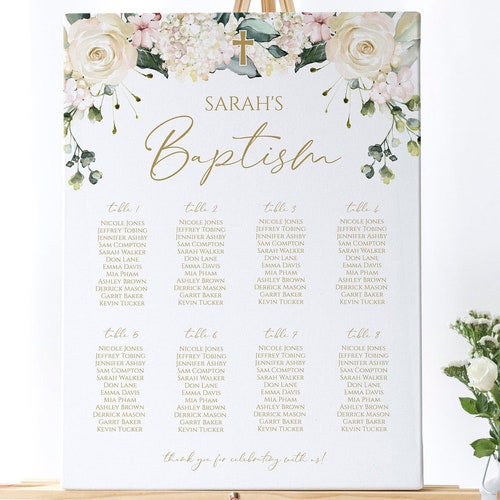 Printable Baptism Seating Chart Template DIY Seating Chart - Etsy