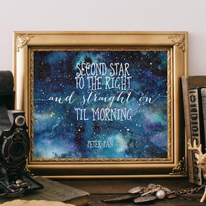Second Star to the Right, Nursery Wall Art Print, Famous Peter Pan ...