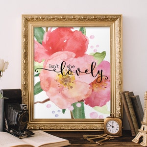 Aquarel bloemenprints, Love quote, Is ze niet mooi, Kwekerij muur kunst, Kids kamer decor, Kwekerij roze decor, Kwekerij kunst print BD-572