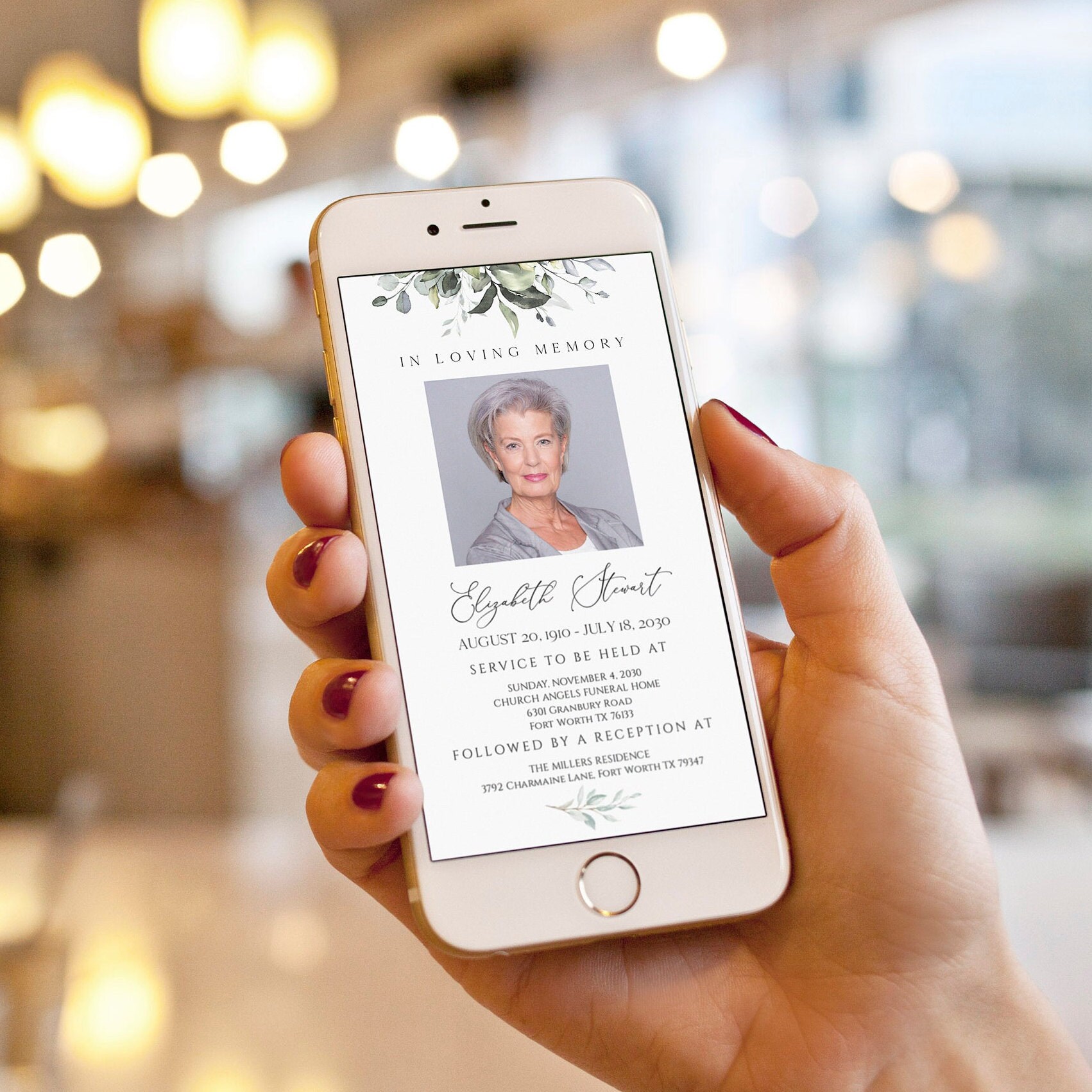 Electronic Funeral Invite Template Funeral Announcement Etsy