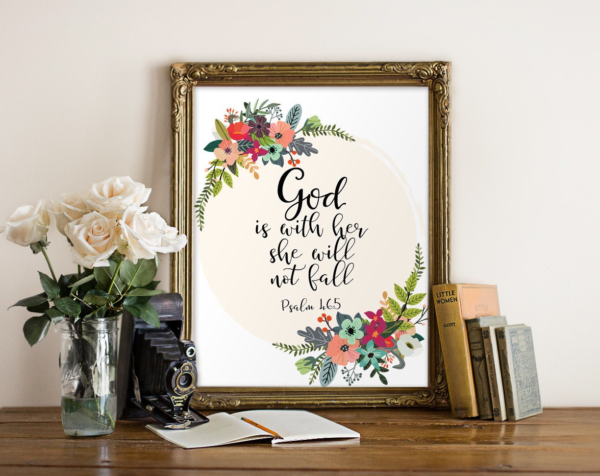 Prints Scripture art wall decor Bible verse printable God is within her ...
