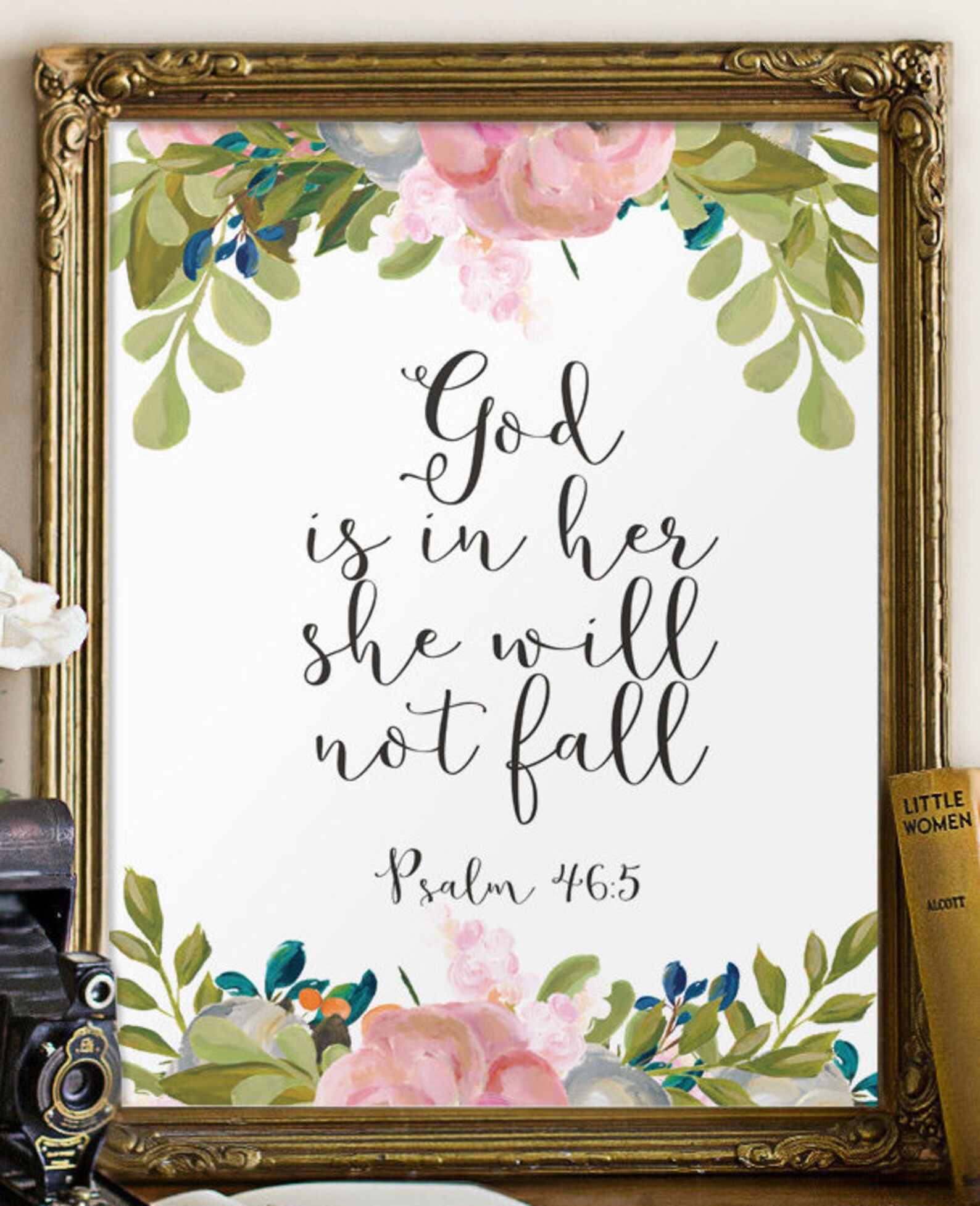 Bible Verse Wall Art, Psalm 46:5, Scripture Art, God is Within Her She ...
