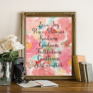 Fruit of the spirit wall art, Fruit of the Spirit, Bible verse print, Love joy peace, Galatians 5:22, Fruits of the Spirit, BD-547 image 1