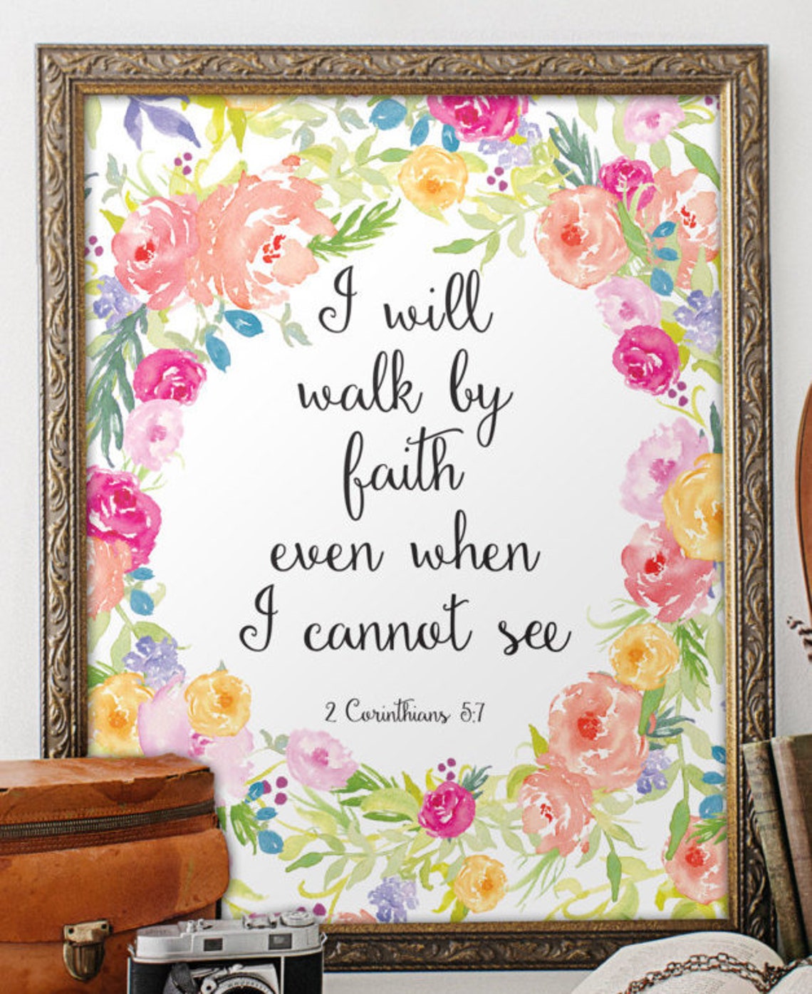 Bible Verse Print Printable Wall Art Print 2 Corinthians 5:7 - Etsy