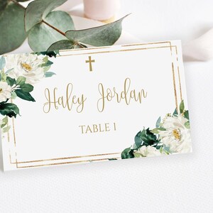Baptism Decoration, Baptism Place Card, First Communion Place cards, Place Card Template, Christening, Printable Baptism, Confirmation, 1147