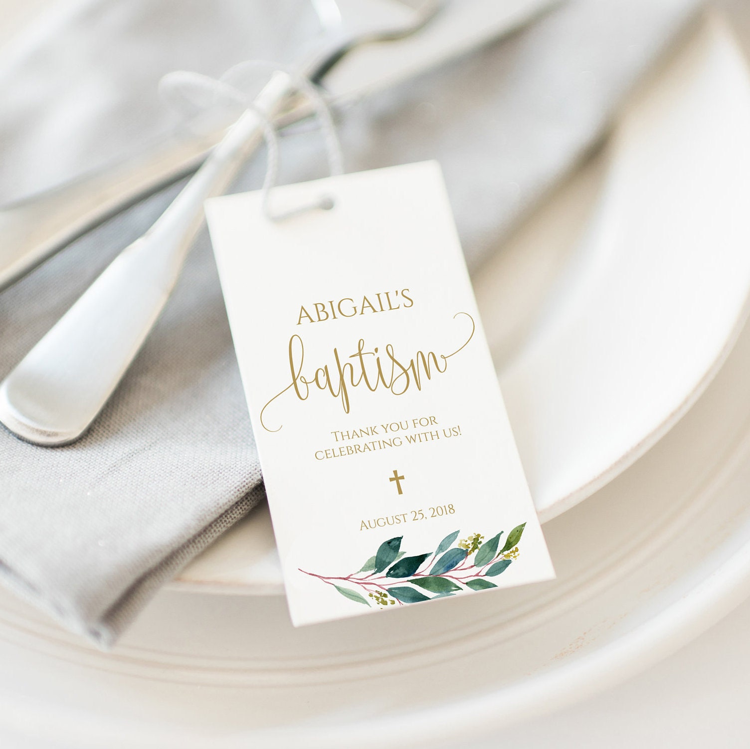 Printable Baptism Favor Tags First Communion Tags Floral Etsy