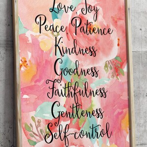 Fruit of the spirit wall art, Fruit of the Spirit, Bible verse print, Love joy peace, Galatians 5:22, Fruits of the Spirit, BD-547 image 2