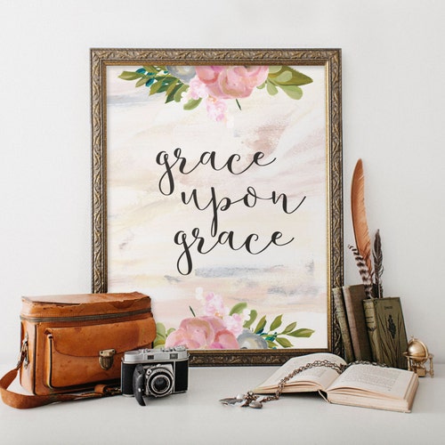 Christian Wall Art Grace Upon Grace Watercolor Print Art Etsy