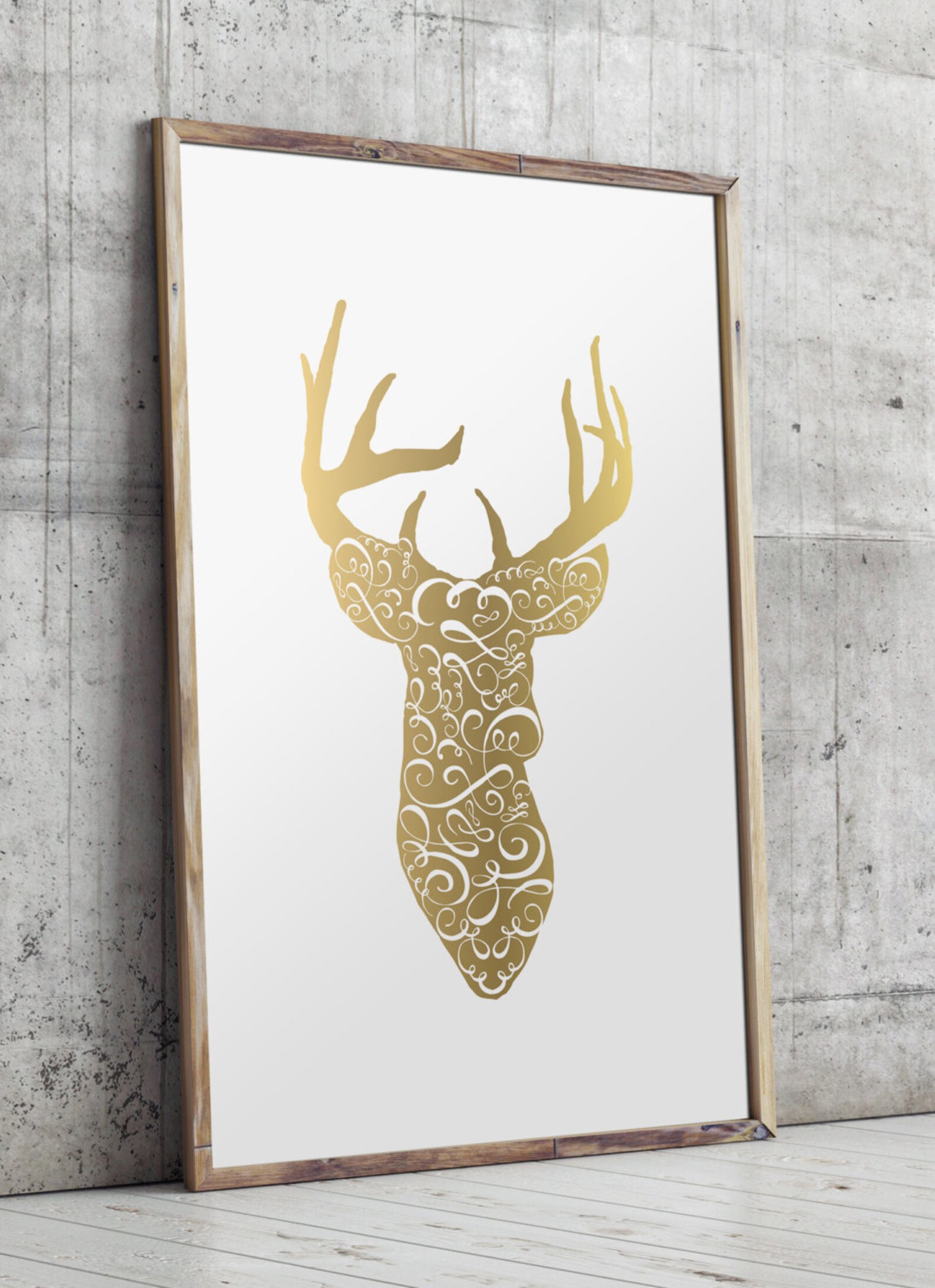 Gold Deer Print 8x10 Printable Art Gold Glitter Deer Etsy