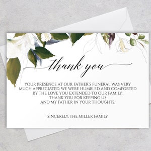 Funeral Thank You Cards, Memorial Thank You Card, Memoriaal Service Editable Template, Funeral Cards Template, Funeral Template, 7006