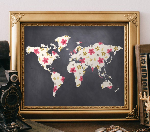 World Map Print Printable Art 8x10 Print World Map Art | Etsy
