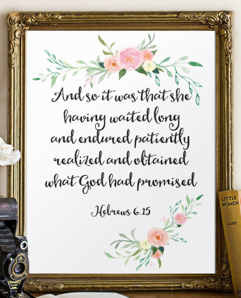 Nursery Bible Verse Art Print Printable Wall Art Decor Floral Etsy