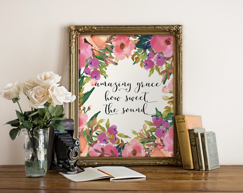 Printable verses Amazing grace wall art print Christian wall Etsy