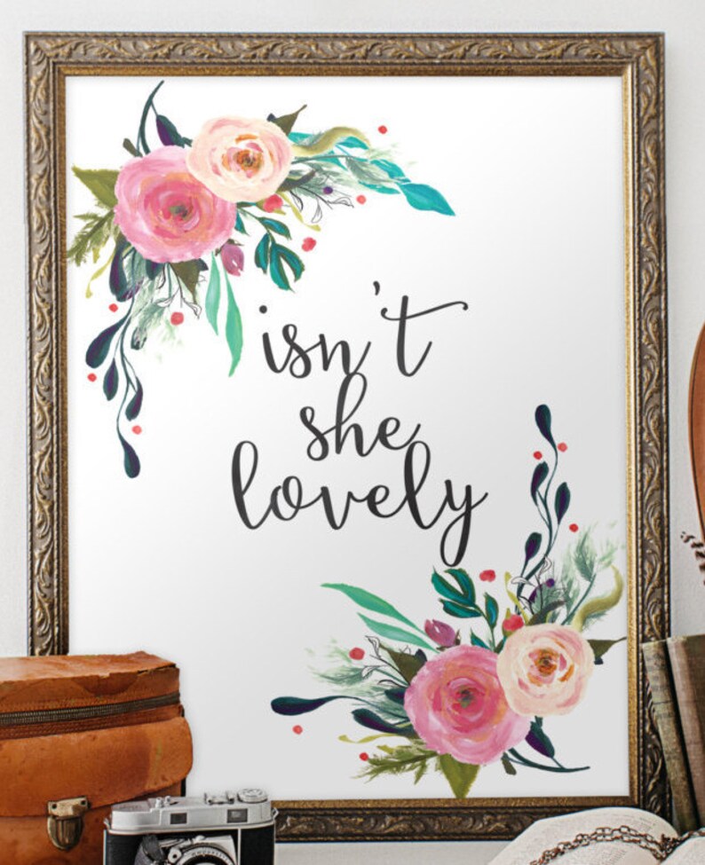 nursery quote art print wall decor isnt she lovely etsy