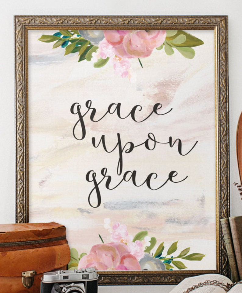 Christian Wall Art Grace Upon Grace Watercolor Print Art Etsy