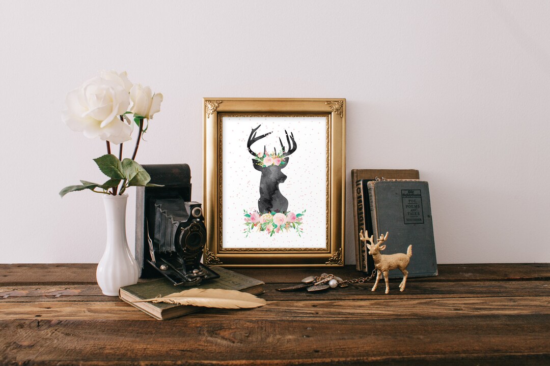 Deer Head Decor, Printable Art Print, 8x10 Print, Deer Wall Art ...
