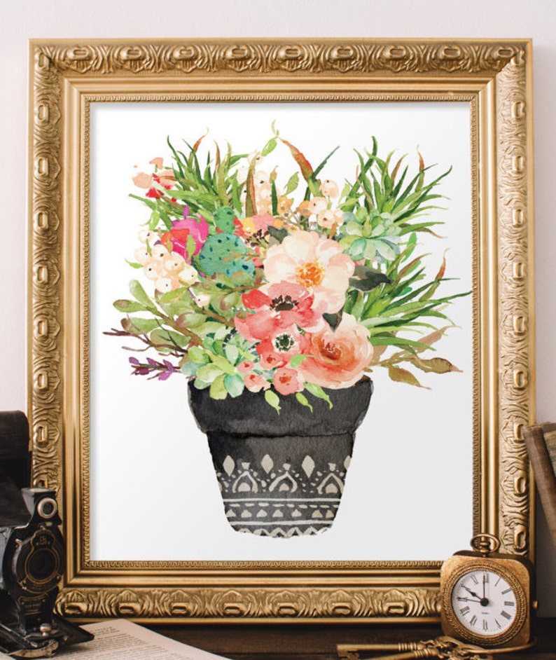Flower print Botanical print Floral wall decor Home decor Flower art Printable floral art Flower printable BD-672 Watercolor print