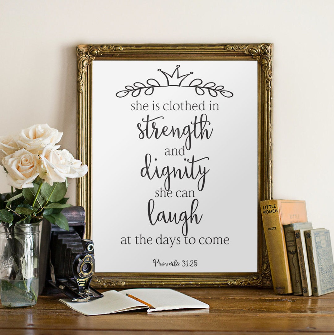 She is Clothed in Strength and Dignity Nursery Wall Art Etsy