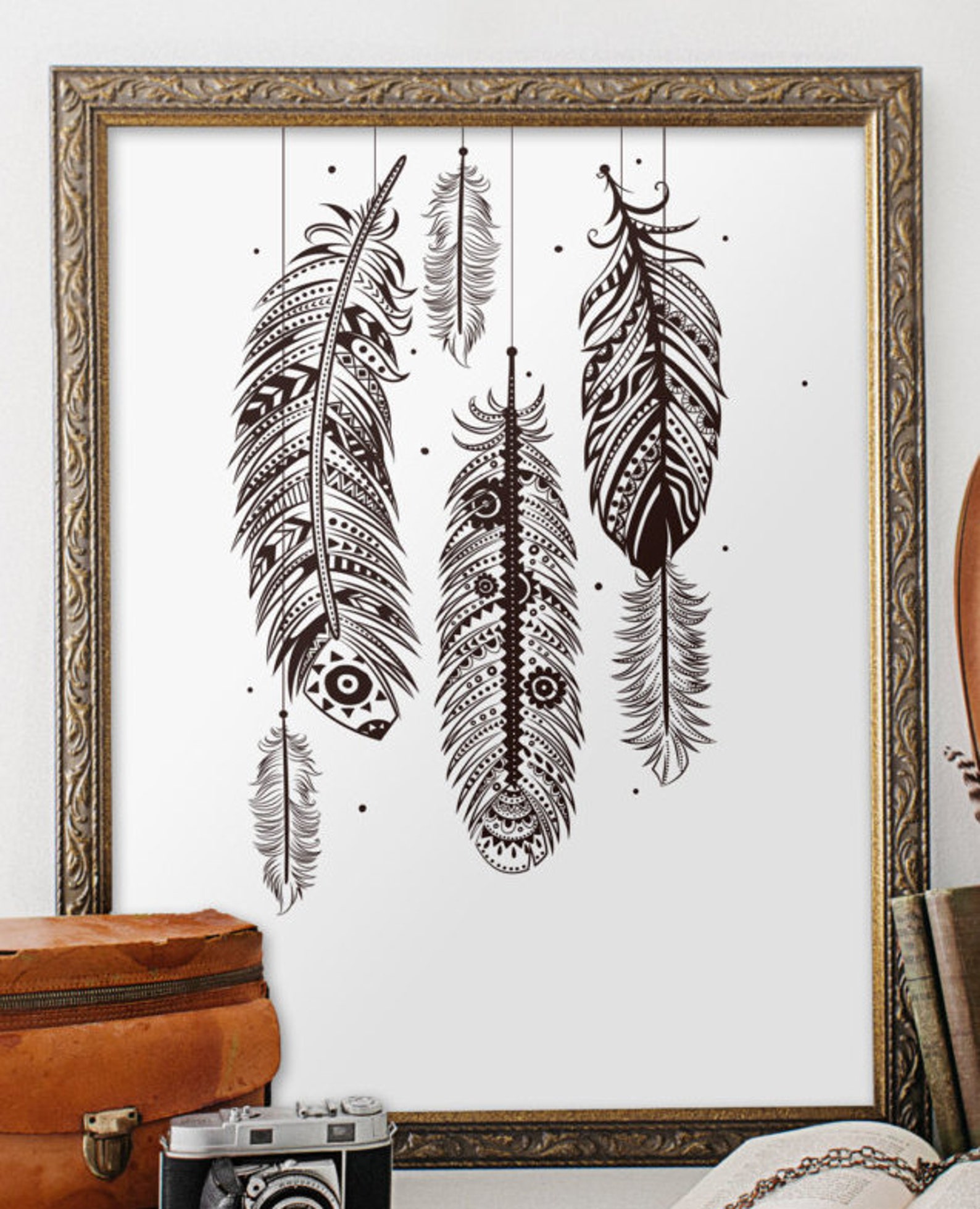 Bohemian Wall Art Feather Wall Art Bohemian Decor Printable | Etsy