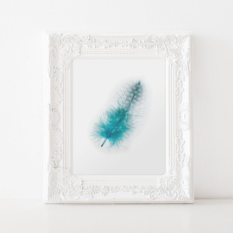Feather, Feather Poster, Feather Print, Feather Art, Feather Wall Art, Blue Feather, Blue Print Art, Blue Prints, Boho Prints, Art, BD-061 image 2
