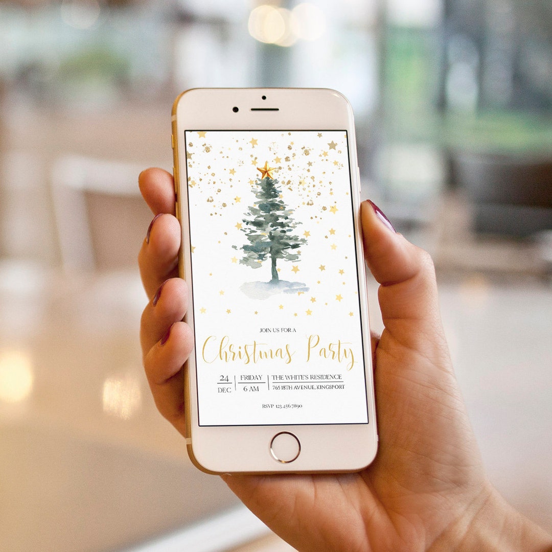 IPhone Invitation Template, Digital Christmas Party Invitation