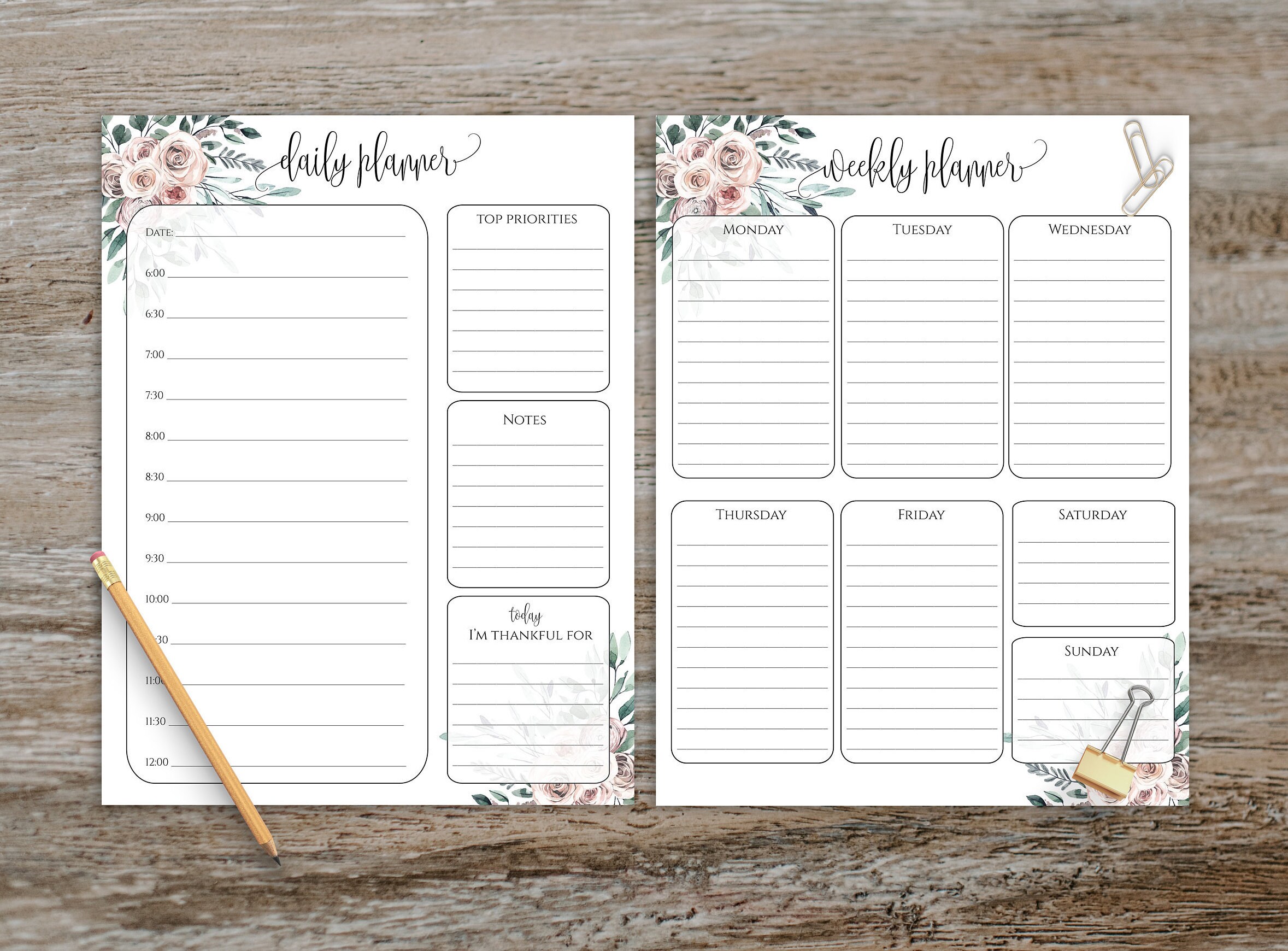 Daily Planner Printable Weekly Planner Printable Printable | Etsy