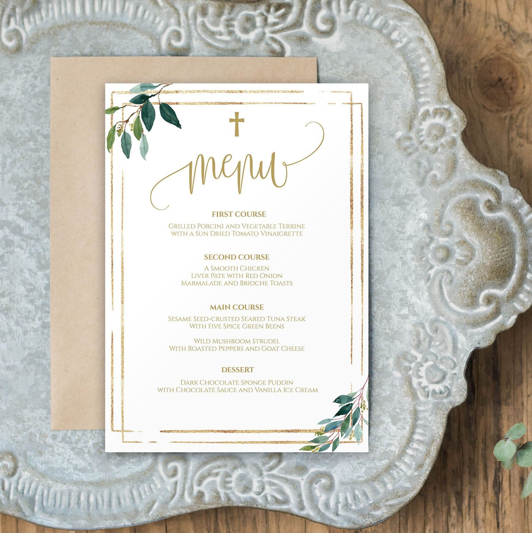 Baptism Menu Instant Download Greenery Baptism Menu Boy Etsy