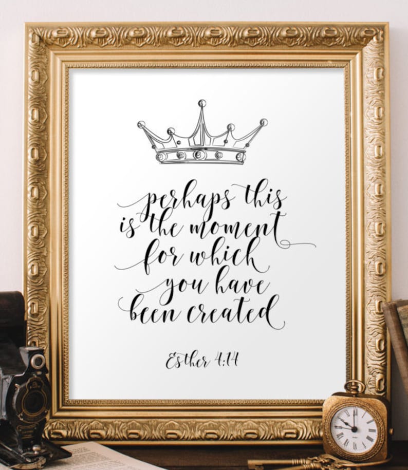 Nursery bible verse art Scripture art print Esther 414 Etsy