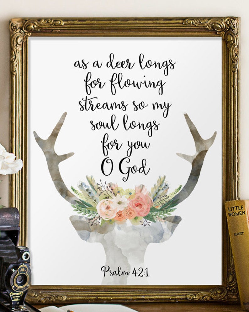 Psalm 42 Deer bible verse Bible verse Scripture print image 2