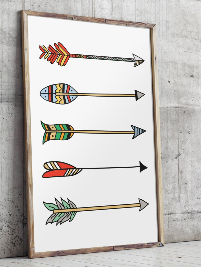 Arrow art print tribal aztec art colorful arrows printable | Etsy