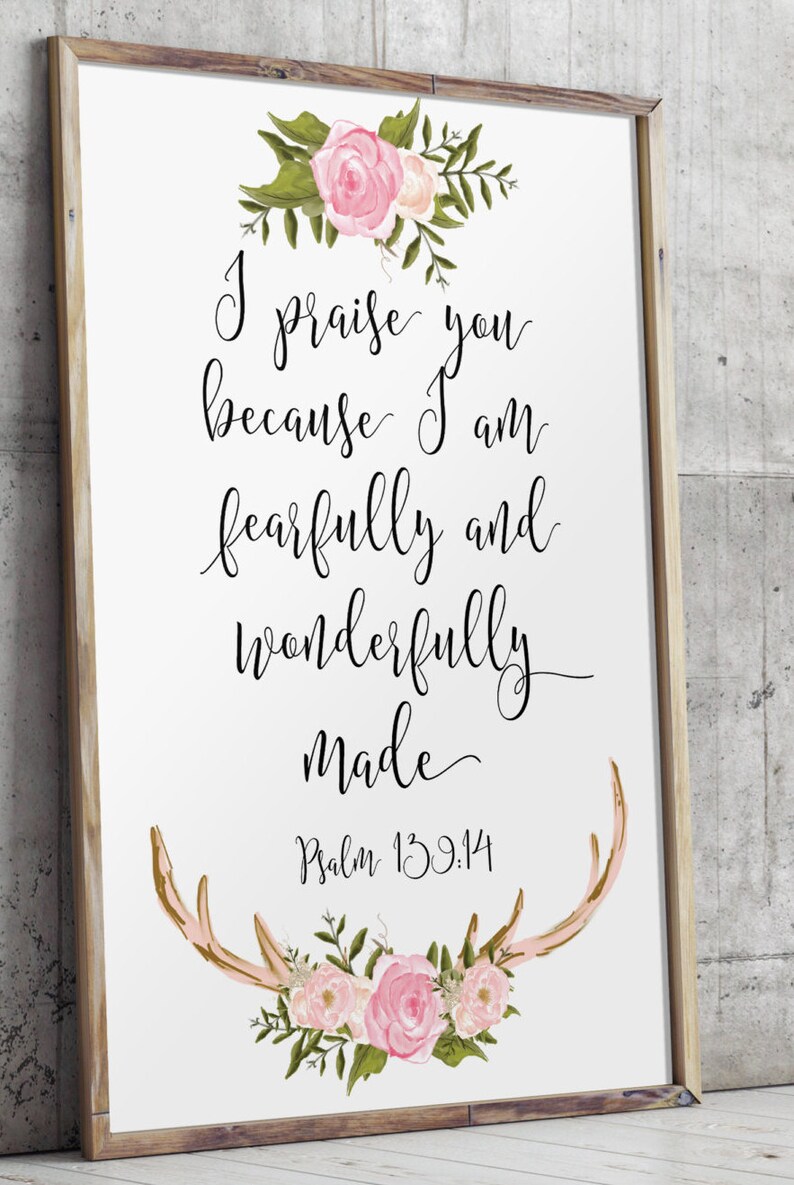 Nursery Bible Verses Psalm 13914 I Praise You Nursery Room Etsy
