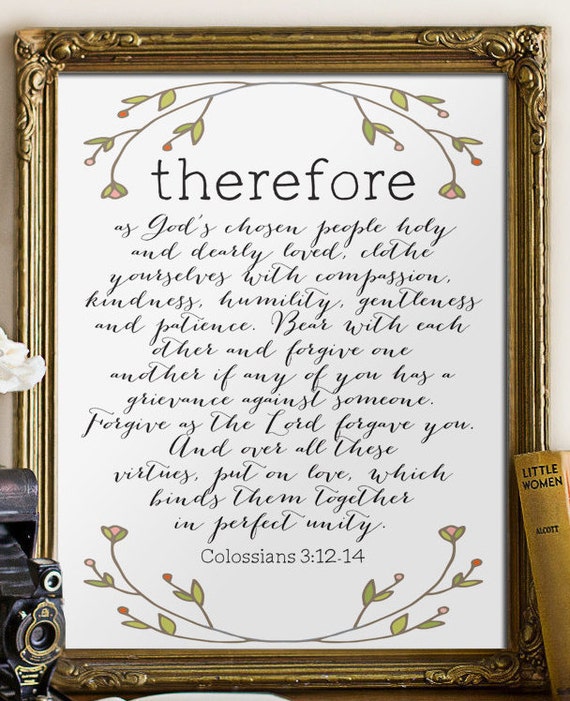 Wedding Quote Colossians 3 12 14 Printable Bible Verse Wall Etsy