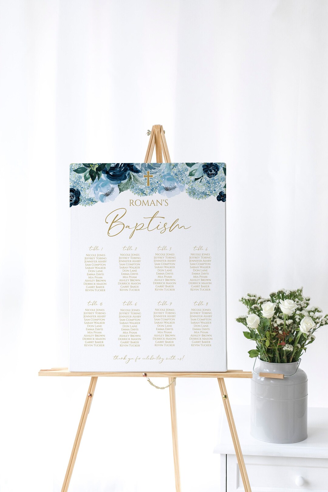 Printable Baptism, Seating Chart Template, DIY Seating Chart, Editable ...