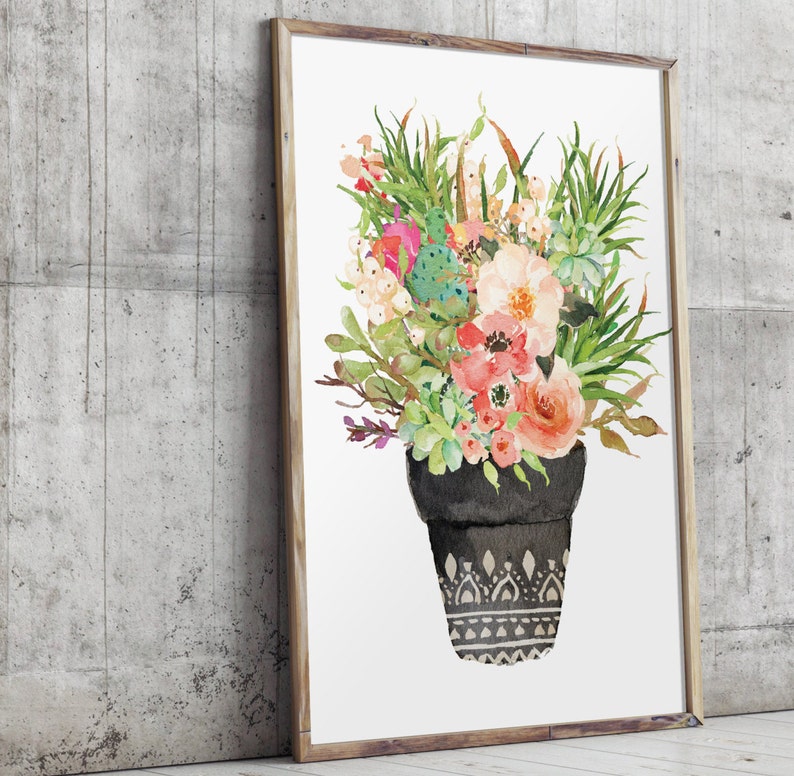 Flower print Botanical print Floral wall decor Home decor Flower art Printable floral art Flower printable BD-672 Watercolor print