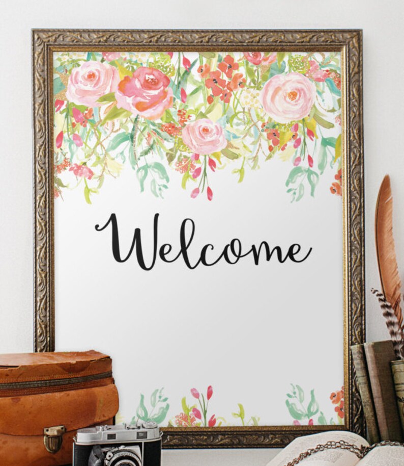 quote art print 8x10 printable welcome calligraphy wall art etsy