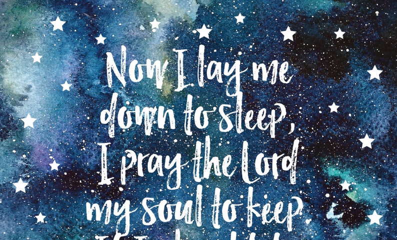 Bedtime prayer wall art, Nursery bible verse, Digital print, Now I lay me down to sleep, Bedtime prayer print, Baptism Gift, Digital BD-789 image 3