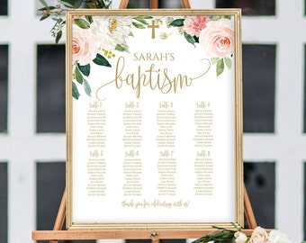 Baptism Seating Chart Template, DIY Seating Chart, Editable Seating Chart, Printable Seating Plan for Baptism, Communion Seating Chart, 1143