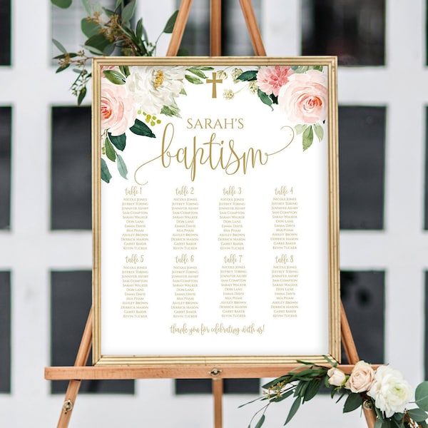 Baptism Seating Chart Template, DIY Seating Chart, Editable Seating Chart, Printable Seating Plan for Baptism, Communion Seating Chart, 1143