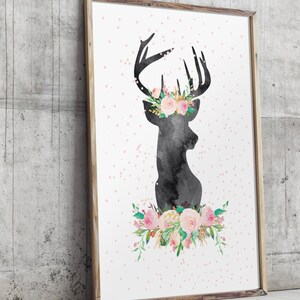 Deer Head Decor, Printable Art Print, 8x10 Print, Deer Wall Art ...