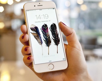 IPhone 7, iPhone Lock Bildschirme, Handy Tapete, Handy Hintergrund, Feder Tapete für Handy, Personalisiertes Handy Tapete,