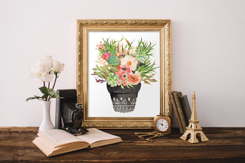 Flower print Botanical print Floral wall decor Home decor Flower art Printable floral art Flower printable BD-672 Watercolor print