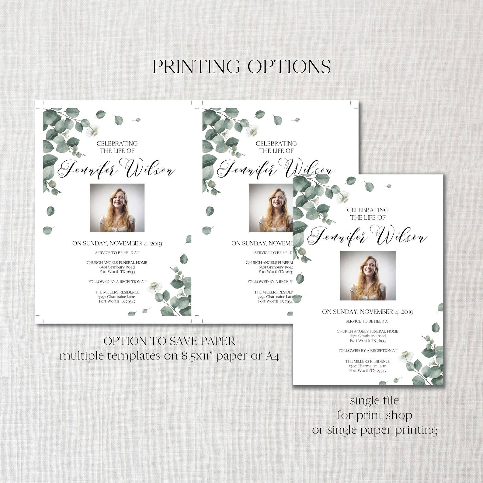 Funeral Invitation Funeral Announcement Template Printable - Etsy