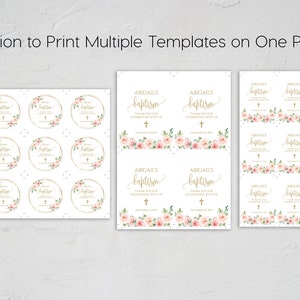 Round Favor Tags Template, Printable Baptism Favor Tags, First Communion Tags, Floral Baptism Tags, Thank You Tags, Christening Tags, 1143 image 6