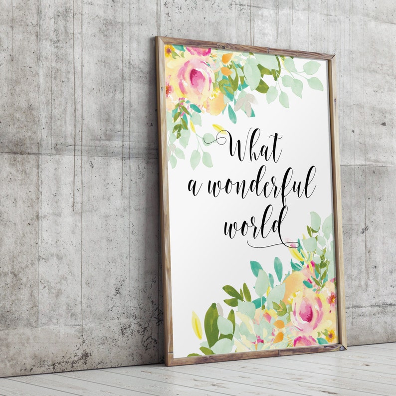 Song Lyrics Wall Art What a Wonderful World Print Typography Etsy